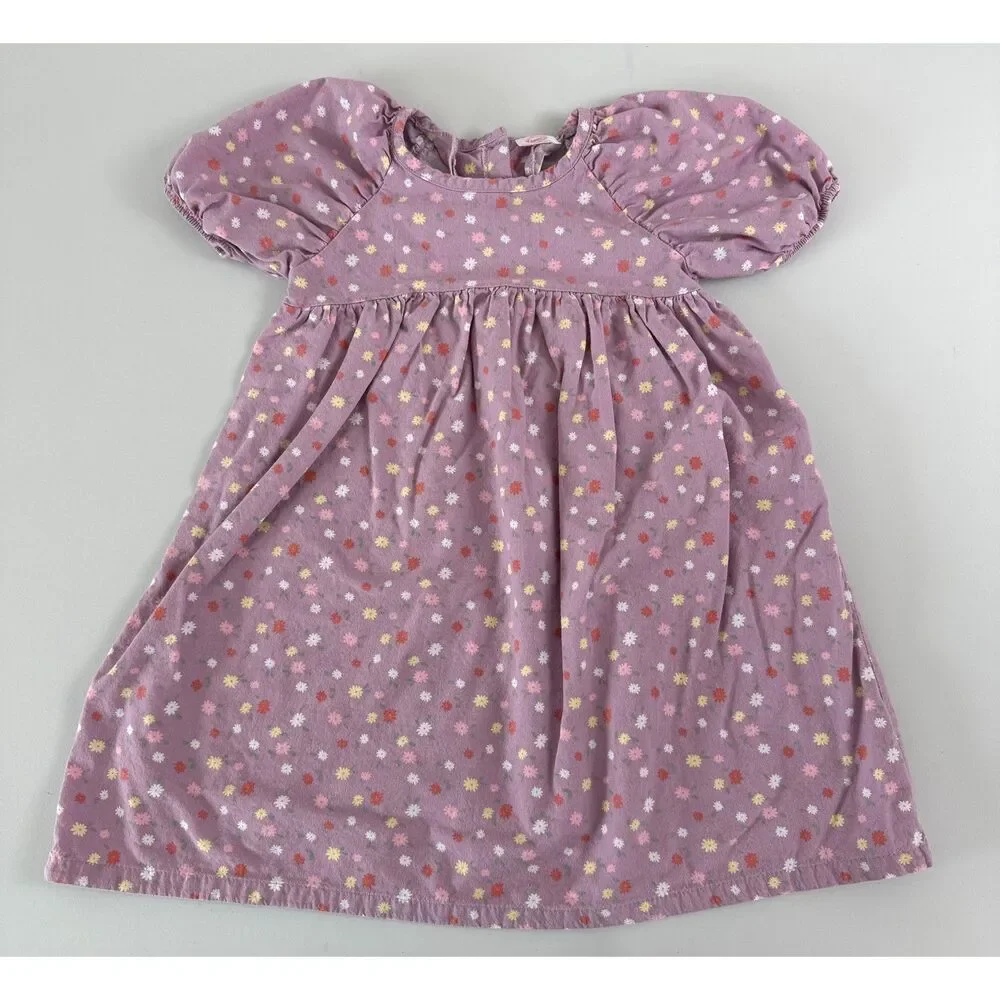 Wonder Nation Toddler Girls Purple Floral Short Sleeve Dress Size 5T